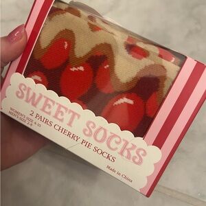 Fun socks, cherry pie themes, 2- pairs